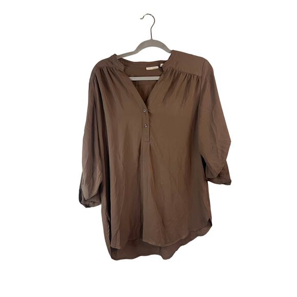 Halogen Brown Womens Long Sleeve Blouse Size Medium - Picture 1 of 5